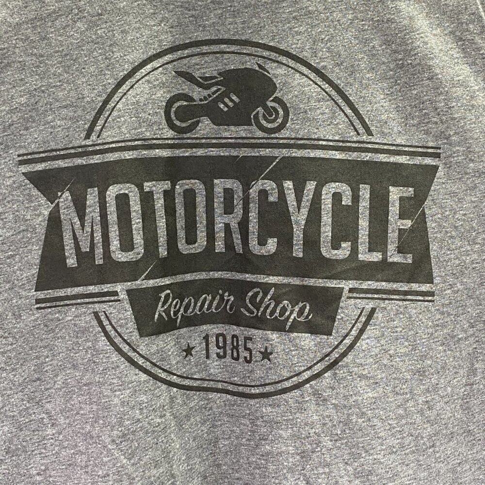 LAT Men Motorcycle Repair Shop Graphic Moto Colorblock Tee Shirt Large